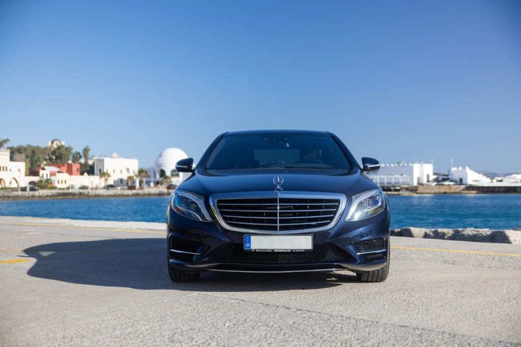 Mercedes-Benz S-Class exterior — luxury Rhodes airport transfer vehicle